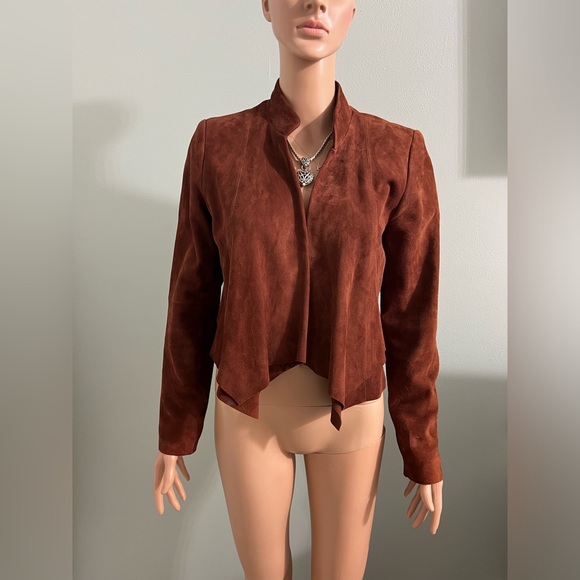 WHITE HOUSE BLACK MARKET * SUEDE CASCADE LAPEL JACKET * 100% LEATHER SIZE Small - Picture 2 of 13